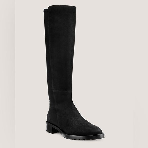 NEW STUART WEITZMAN 5050 KNEE-HIGH LUG BOOT in black suede - Picture 3 of 11